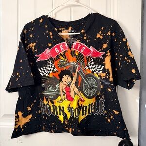 Betty Boop Black & Orange Graphic 'Born to Ride' Kids Tee